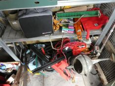 An electric jet wash, two galvanised watering cans and sundry and 2 electric saws