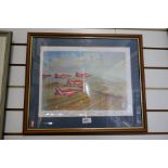 A coloured print of 'The Red Arrows' flying to Cranwell Tower 2000, limited edition, signed by the P