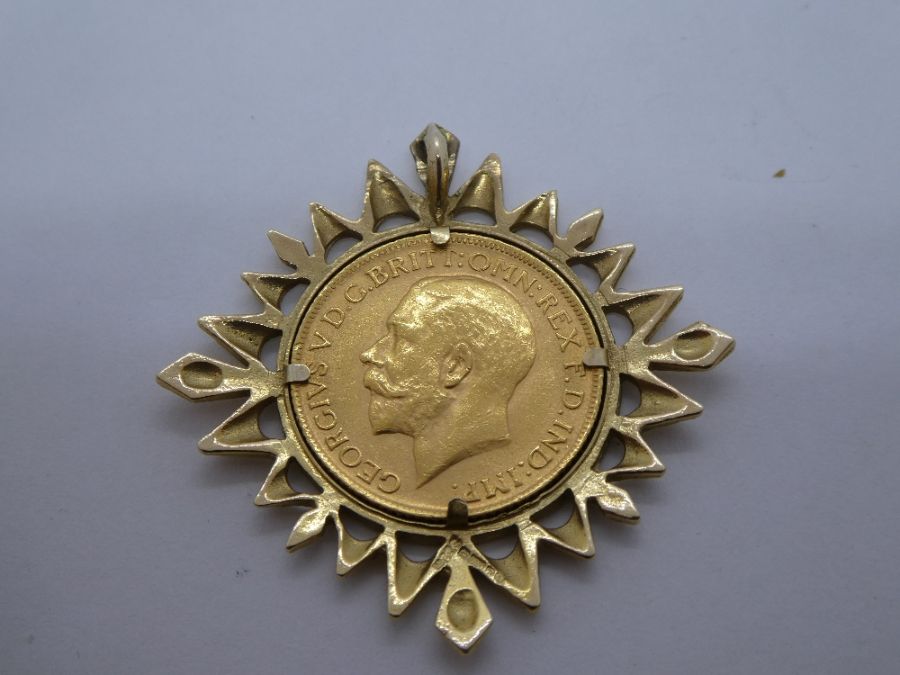 9ct yellow gold mounted 1912 full sovereign pendant, George and George the dragon, gross weight 12.7 - Image 3 of 3