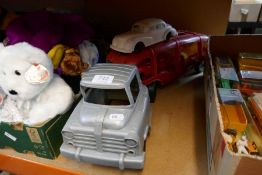 Vintage plastic car transporter and vehicles