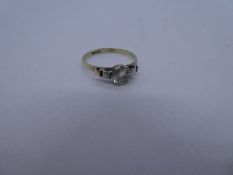 18ct yellow gold and platinum solitaire diamond ring, approx 0.5 carat, size O, 1.9g approx. Gold co