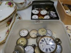 Two small trays of 19th century and later pocket watches, movements and similar
