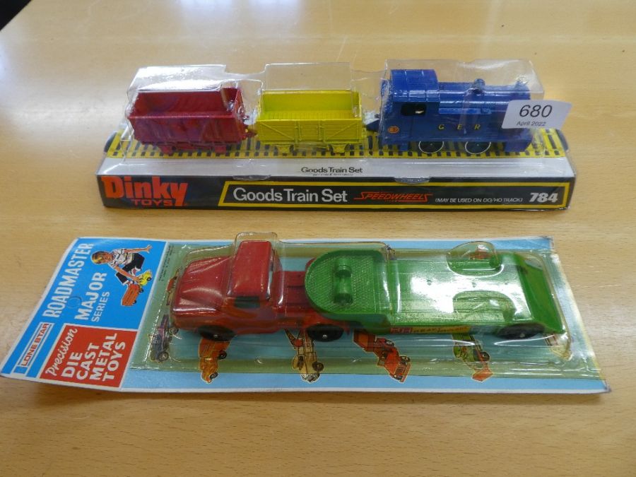 Dinky 784 Goods Train and Lone Star Roadmaster major die-cast lorry. Both mint in blister packs 1970