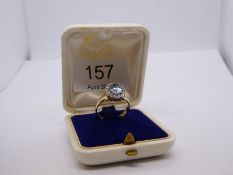 Modern 9ct yellow gold aquamarine and diamond cluster ring, marked 375, size M, Birmingham, 2003, ma