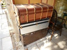 An old pine travelling trunk and two others (3)