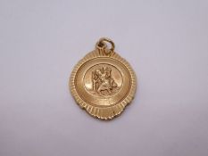 9ct yellow gold Saint Christopher pendant, marked 375. Weight approx 5g