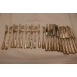 A set of twelve Austria - Vienna Silver handled small knives with a set of 12 matching silver 800 fo