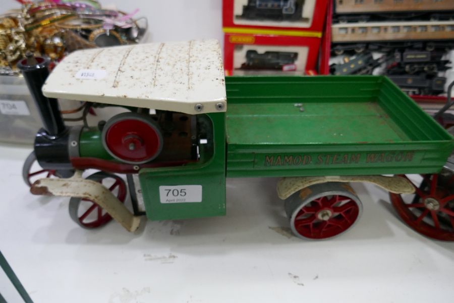 A Mamod steam wagon and a Mamod tractor engine