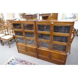 A pair of mid 20th century Globe Wernicke style book cases having glazed doors and cupboards under,