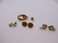Small collection 9ct and yellow metal stud earrings etc to include tri-colour studs, cubic zirconia
