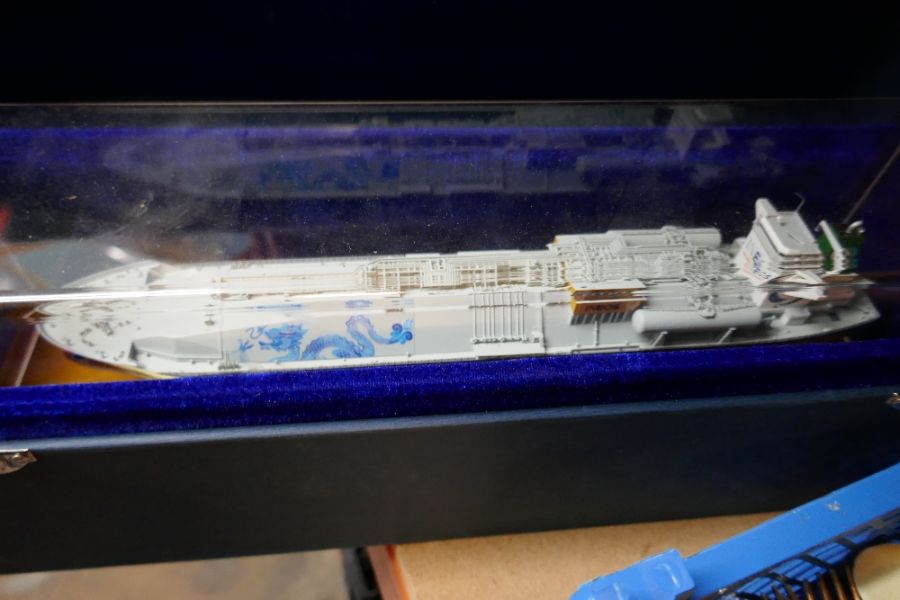 A quantity of model planes in display case and a model boat - Image 3 of 5