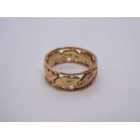 9ct Rose and yellow gold band in the form of trailing leaves, by Clogau, size O, 4.1g approx