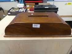 Mahogany antique box containing vintage and modern watches, costume jewellery, lighter, etc