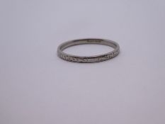 Platinum engraved wedding band, size N, 2.2g approx, marked PLATINUM