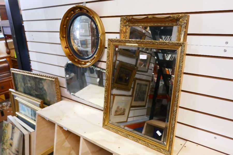 A gilt convex wall mirror and three others - Image 4 of 4