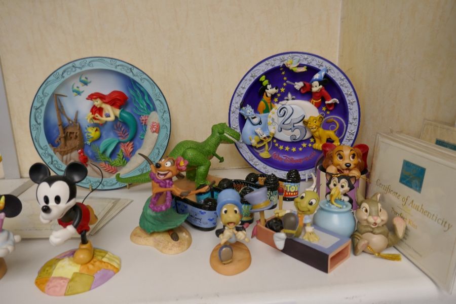 Walt Disney Classics Collection figures from Toy Story, Pinocchio and others and two wall plates - Image 2 of 3