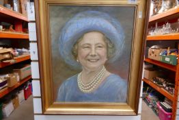 A modern portrait of the late Queen Mother, by P J Watson, 1980