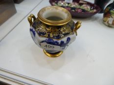 A Macintyre vase having blue and gilt decoration