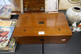 An antique mahogany desk slope, 39cm