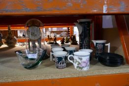 Portmeirion coffee set, Krosno glass bowl and marriage clock
