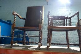 A pair of cane seated chairs and two others(4)