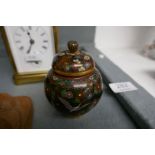 A Chinese Cloisonné Jar and cover having decorated Cranes and flowers, 9.5cm