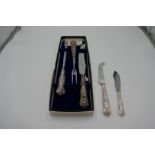 A selection of silver handled stainless steel cutlery, in a box certifying high quality. Hallmarked