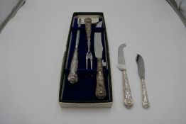 A selection of silver handled stainless steel cutlery, in a box certifying high quality. Hallmarked