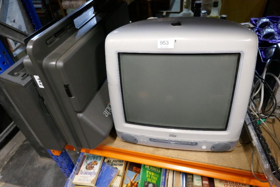 An old Apple IMac Computer and an Apricot portable computer