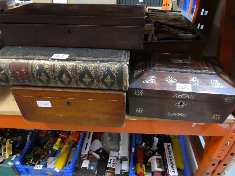 A Victorian Holy Bible, a Victorian Rosewood Mother of Pearl box and two others - Image 3 of 4