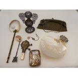 A silver and shell baptiser by J Wippell & Co. Ltd, London, 1906, also with other shell items. A Mot