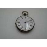 A small fine silver pocket watch of engine turned design. A very nice item, marked fine silver