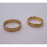 Two 9ct yellow gold wedding bands, size N & O, both marked 375, 6.4g approx