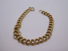 9ct yellow gold double curb link bracelet, stamped 9K, 20cm, 12.3g approx