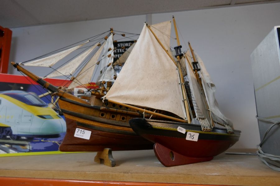 A model Galleon and a model yacht