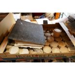 Crate of Geological specimens and a folder showing the origin of samples