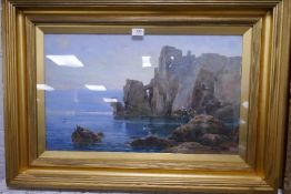 Richard Henry 'Harry' Carter (1839 - 1911) a watercolour of Derrible Bay, Sark, titled 'Aft