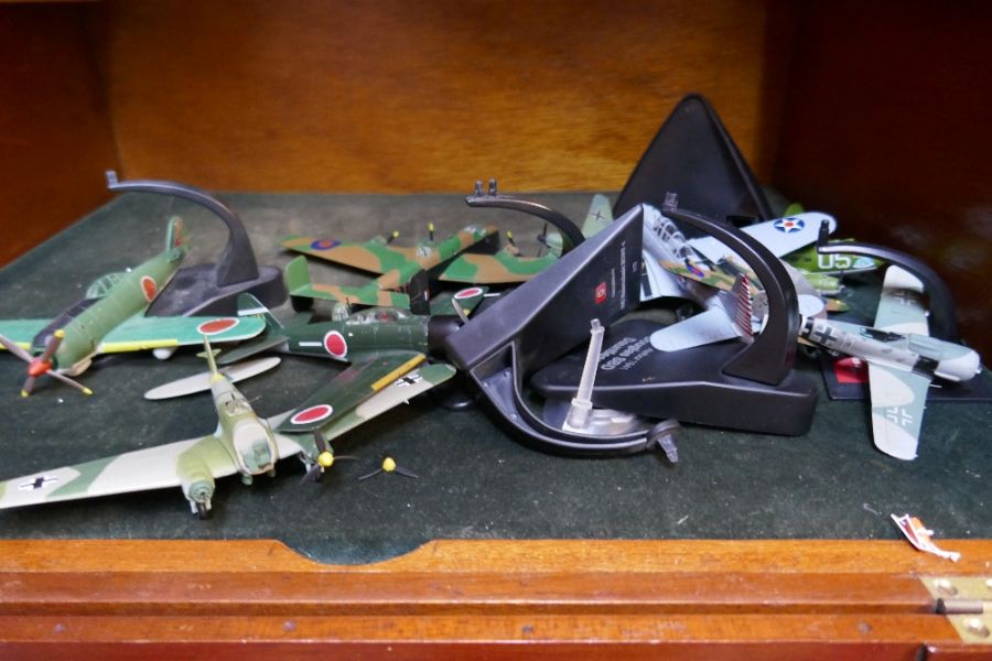 A quantity of model planes in display case and a model boat - Image 2 of 5