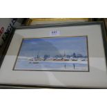 A small watercolour of Wintry Bosham by David Holmes and sundry pictures