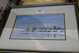 A small watercolour of Wintry Bosham by David Holmes and sundry pictures