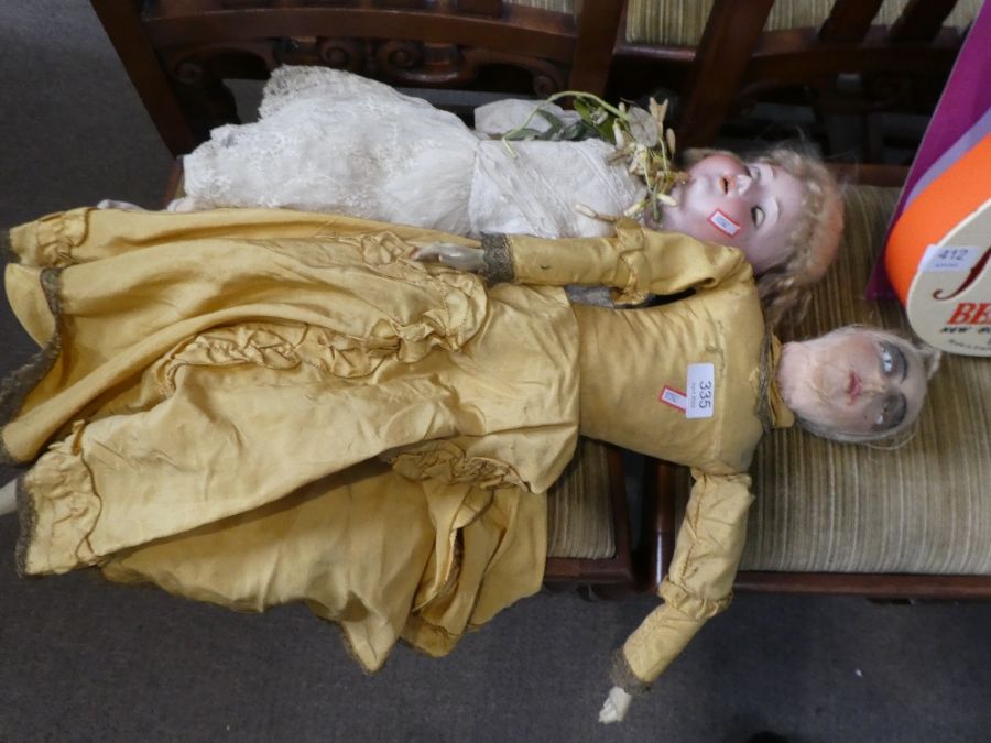 A Victorian Armand Marseille bisque head doll and one other antique doll having cloth head - Image 2 of 2