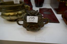 A small Chinese censer decorated lotus flower, marked to base