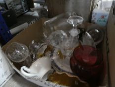 Five boxes of china, glass and sundry