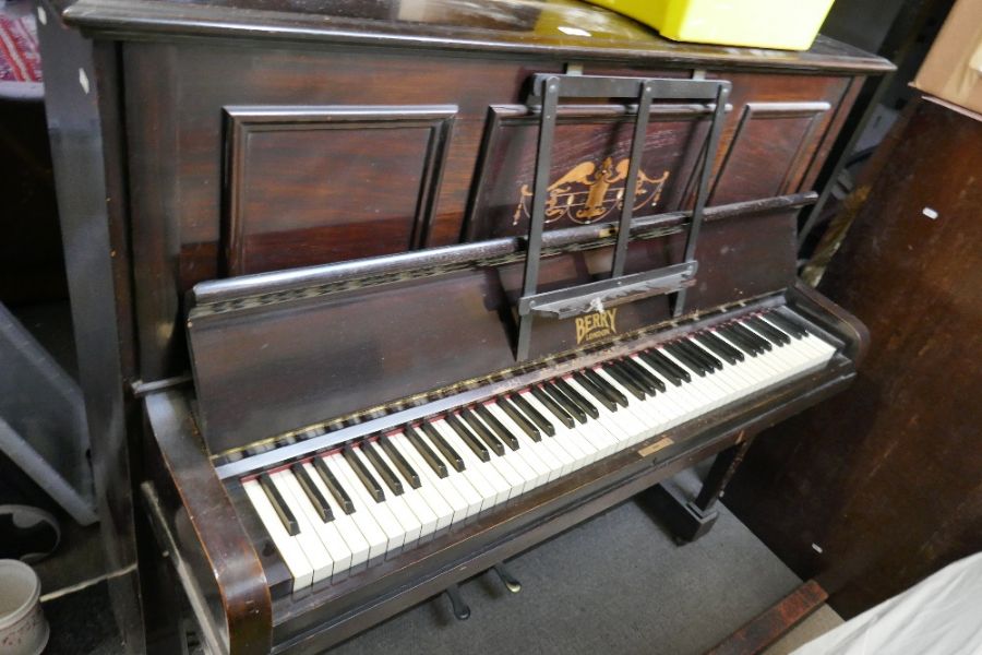 A Victorian iron framed upright piano by Berry, London - Image 2 of 4