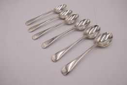 A set of six silver teaspoons, hallmarked Sheffield 1911-1912, Walker and Hall, 4.38ozt approx