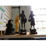 A punch doorstop a pair of spelter figures and one other (4)