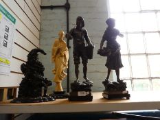 A punch doorstop a pair of spelter figures and one other (4)