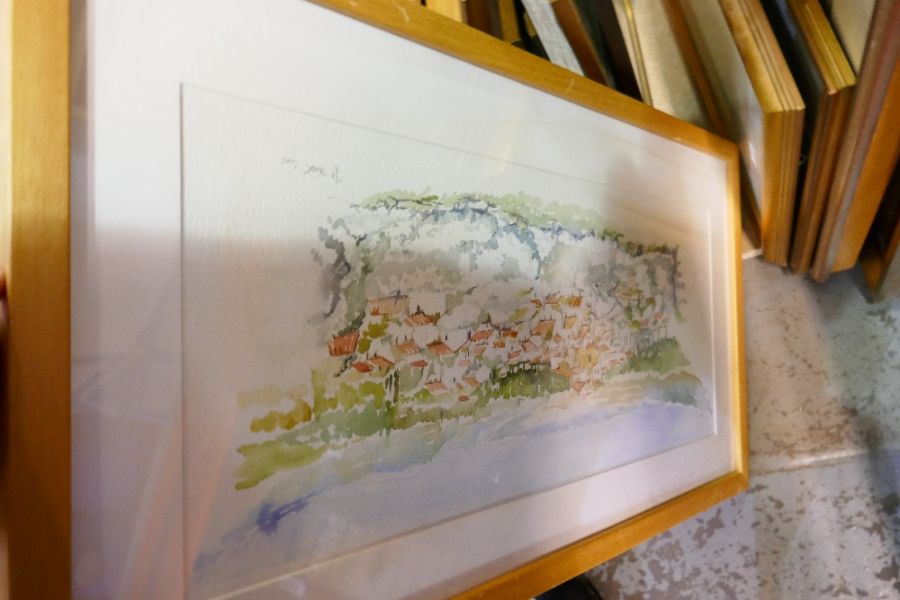 Two bays of assorted pictures including watercolours and prints - Image 2 of 5