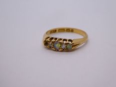 Antique opal and diamond ring, 18ct yellow gold AF, one opal missing, size L, Birmingham 1897, maker