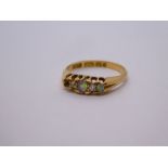 Antique opal and diamond ring, 18ct yellow gold AF, one opal missing, size L, Birmingham 1897, maker